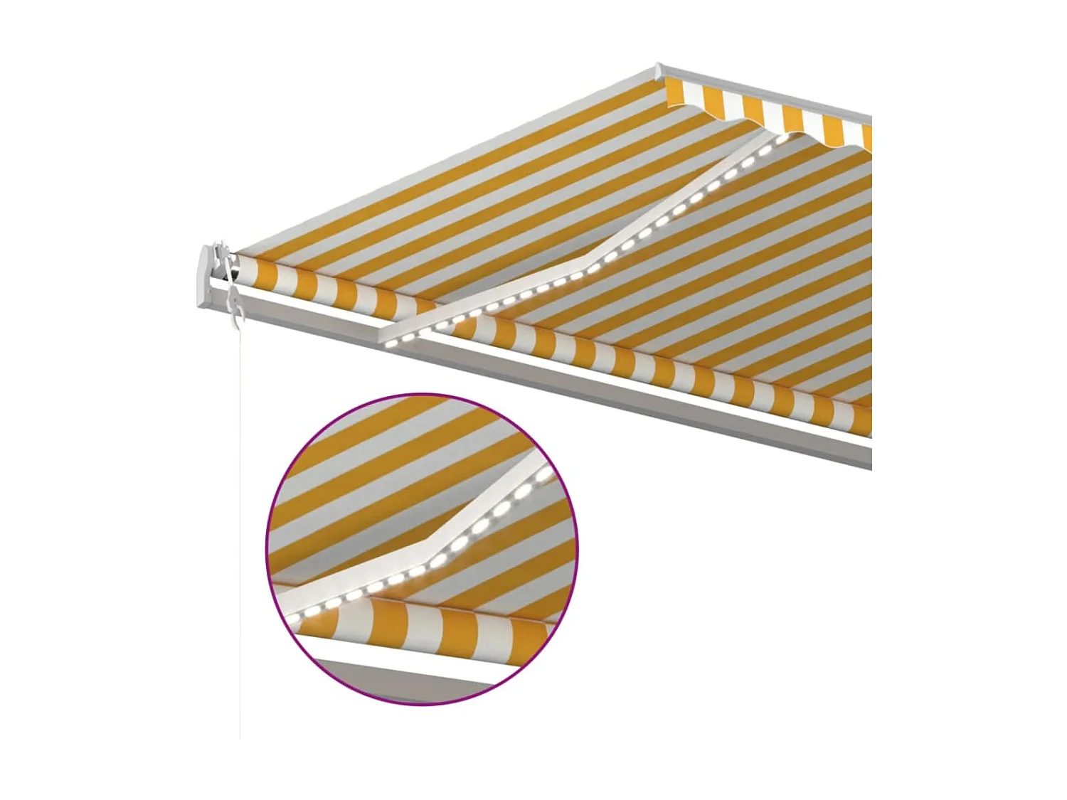 Toldo retráctil manual con luz LED amarillo y blanco 5x3 m