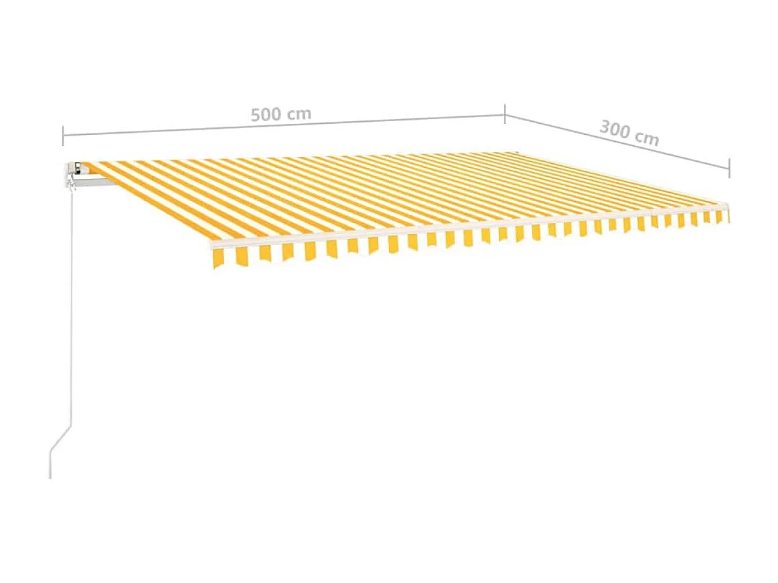 Toldo retráctil manual con luz LED amarillo y blanco 5x3 m
