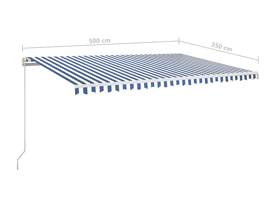 Markise Manuell Einziehbar mit LED 500x350 cm Blau und Weiß