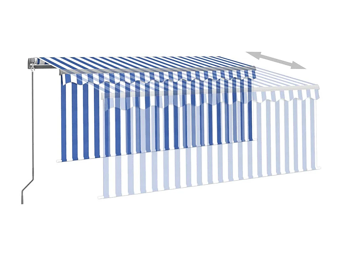 Markise Manuell Einziehbar mit Rollo  LED 35x25 m Blau Weiß