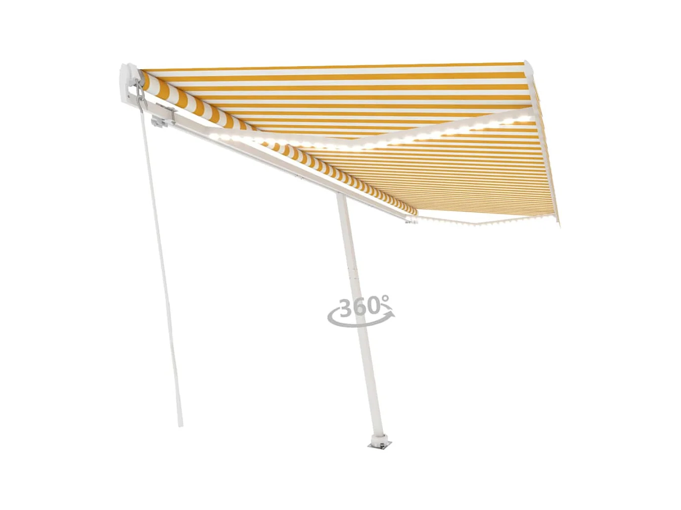 Toldo retráctil manual con luz LED amarillo y blanco 500x300 cm