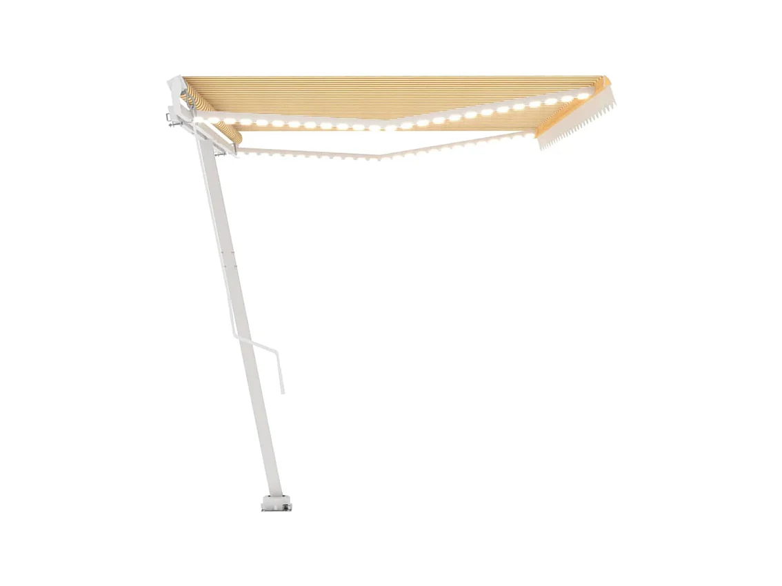 Toldo retráctil manual con luz LED amarillo y blanco 500x300 cm