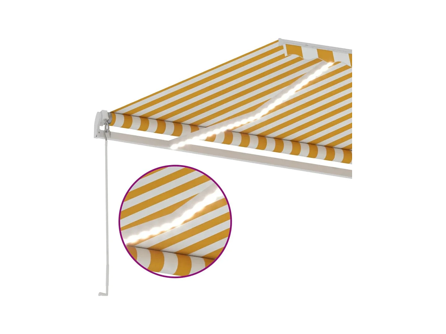 Toldo retráctil manual con luz LED amarillo y blanco 500x300 cm