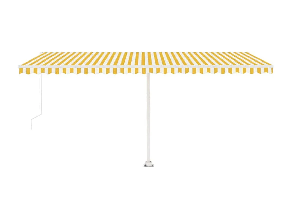 Toldo Retrátil Manual Amarelo e Branco com Iluminação LED 500x300 cm