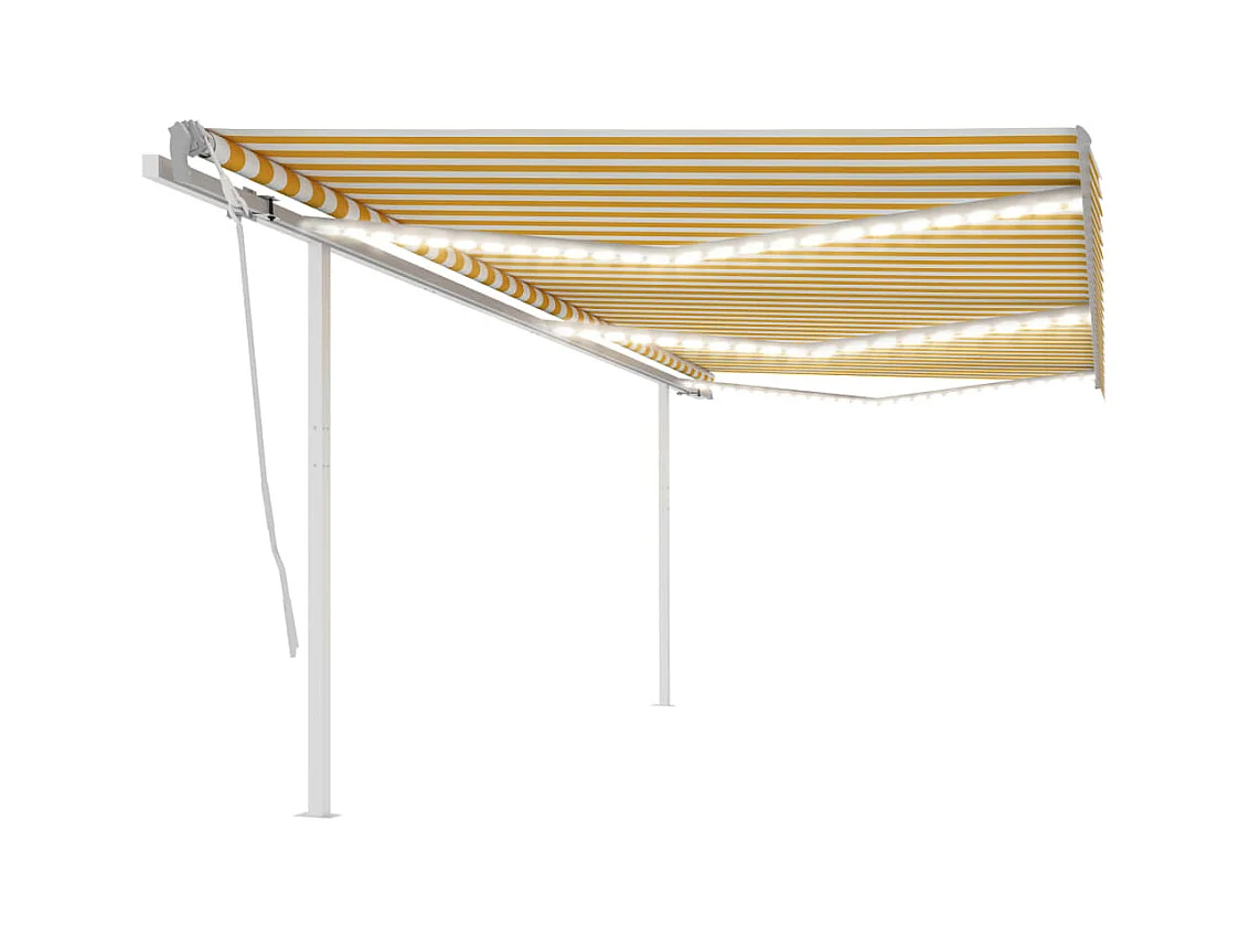 Auvent manuel rétractable avec LED 6x3 m Jaune et blanc