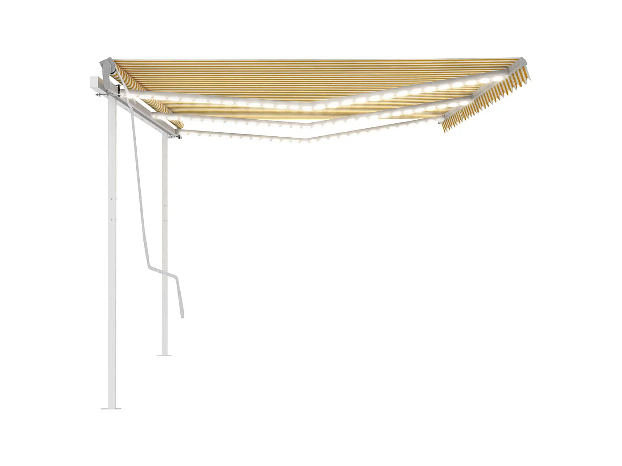 Toldo retráctil manual con luz LED amarillo y blanco 6x3 m
