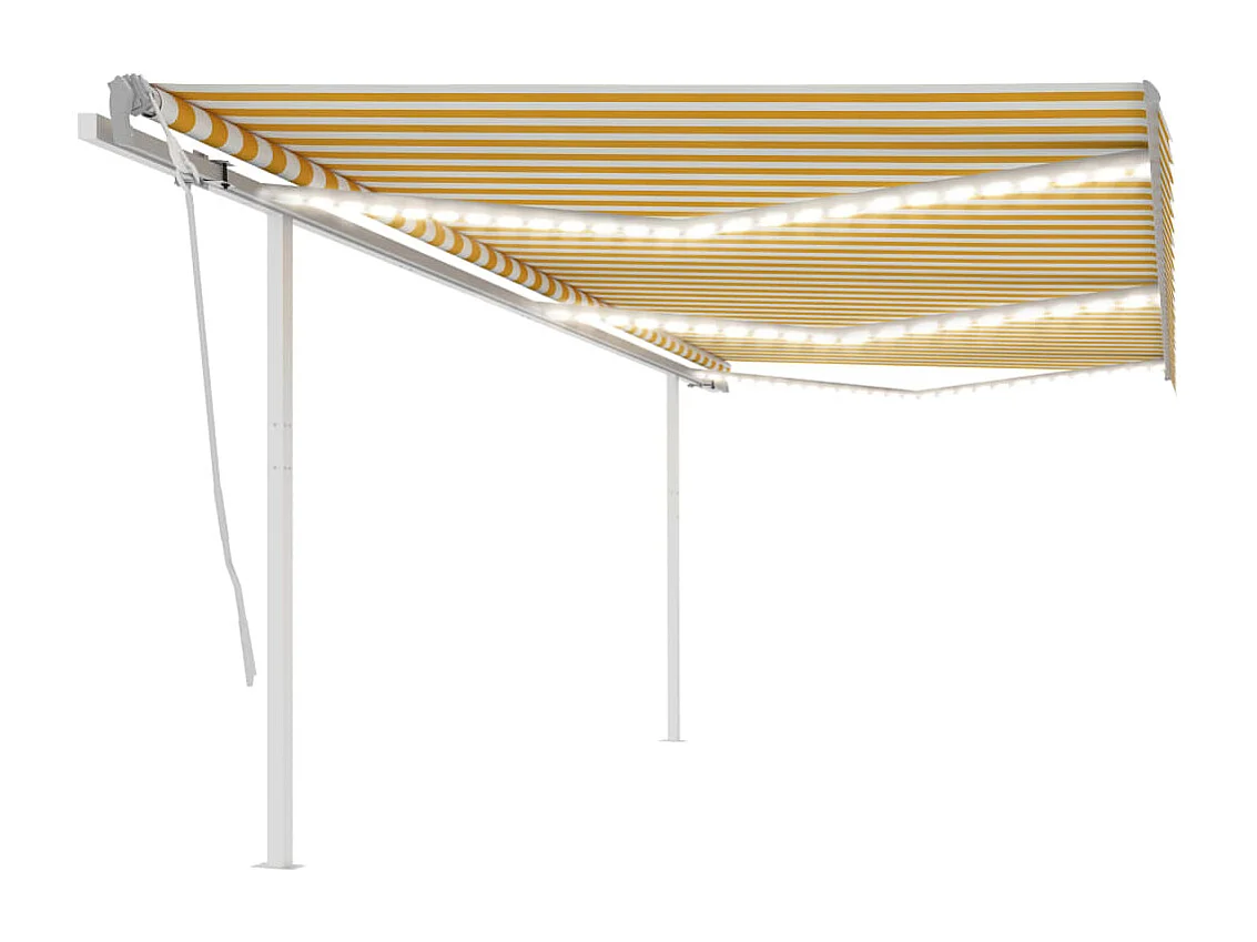 Toldo retráctil manual con luz LED amarillo y blanco 6x3 m