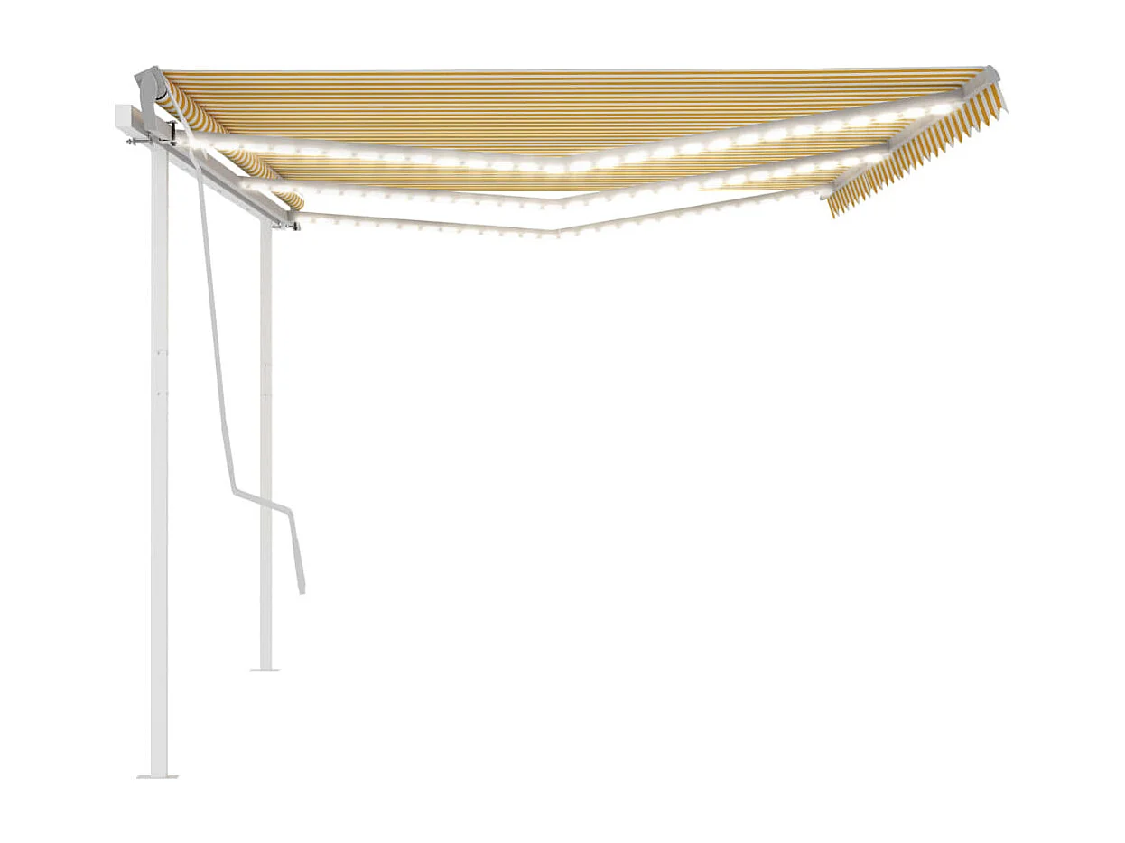 Toldo retráctil manual con luz LED amarillo y blanco 6x3 m