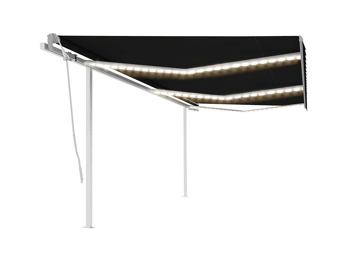 Markise Manuell Einziehbar mit LED 6x3 m Anthrazit