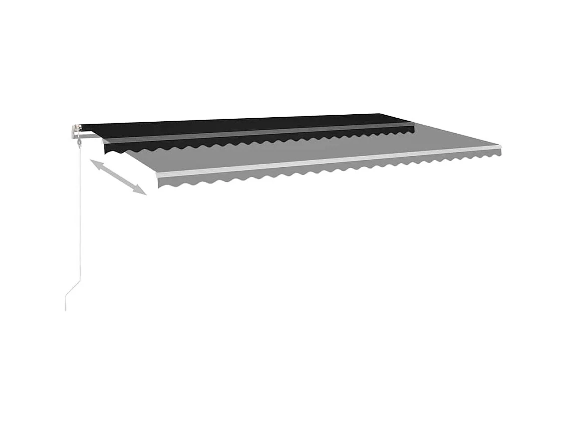 Toldo Retrátil Manual com LED Antracite 6x3m para Espaços Externos