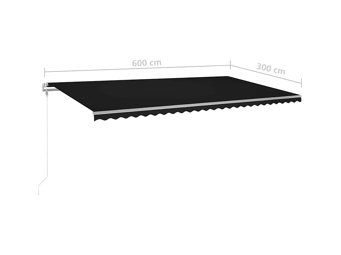 Toldo Retrátil Manual com LED Antracite 6x3m para Espaços Externos