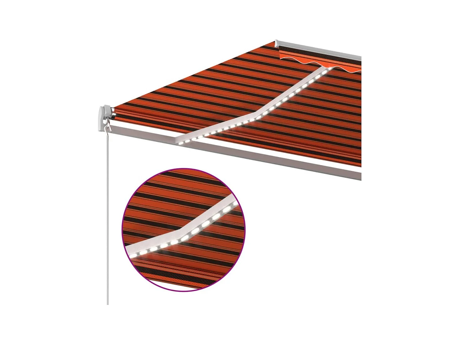 Markise Manuell Einziehbar mit LED 450x300 cm Orange und Braun