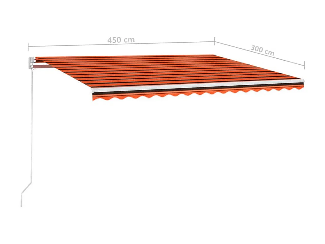 Markise Manuell Einziehbar mit LED 450x300 cm Orange und Braun