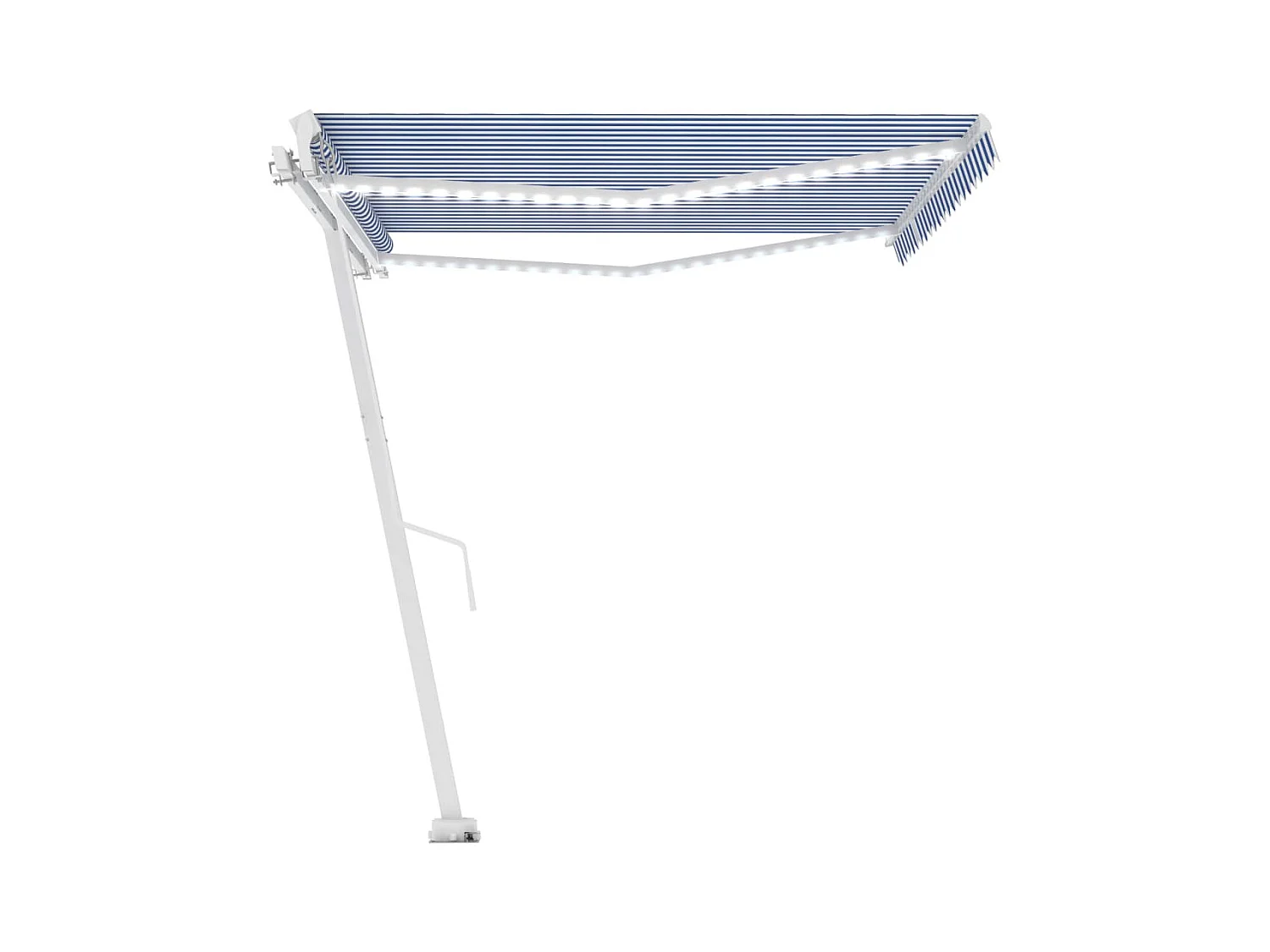 Auvent manuel rétractable avec LED 450x300 cm Bleu et blanc