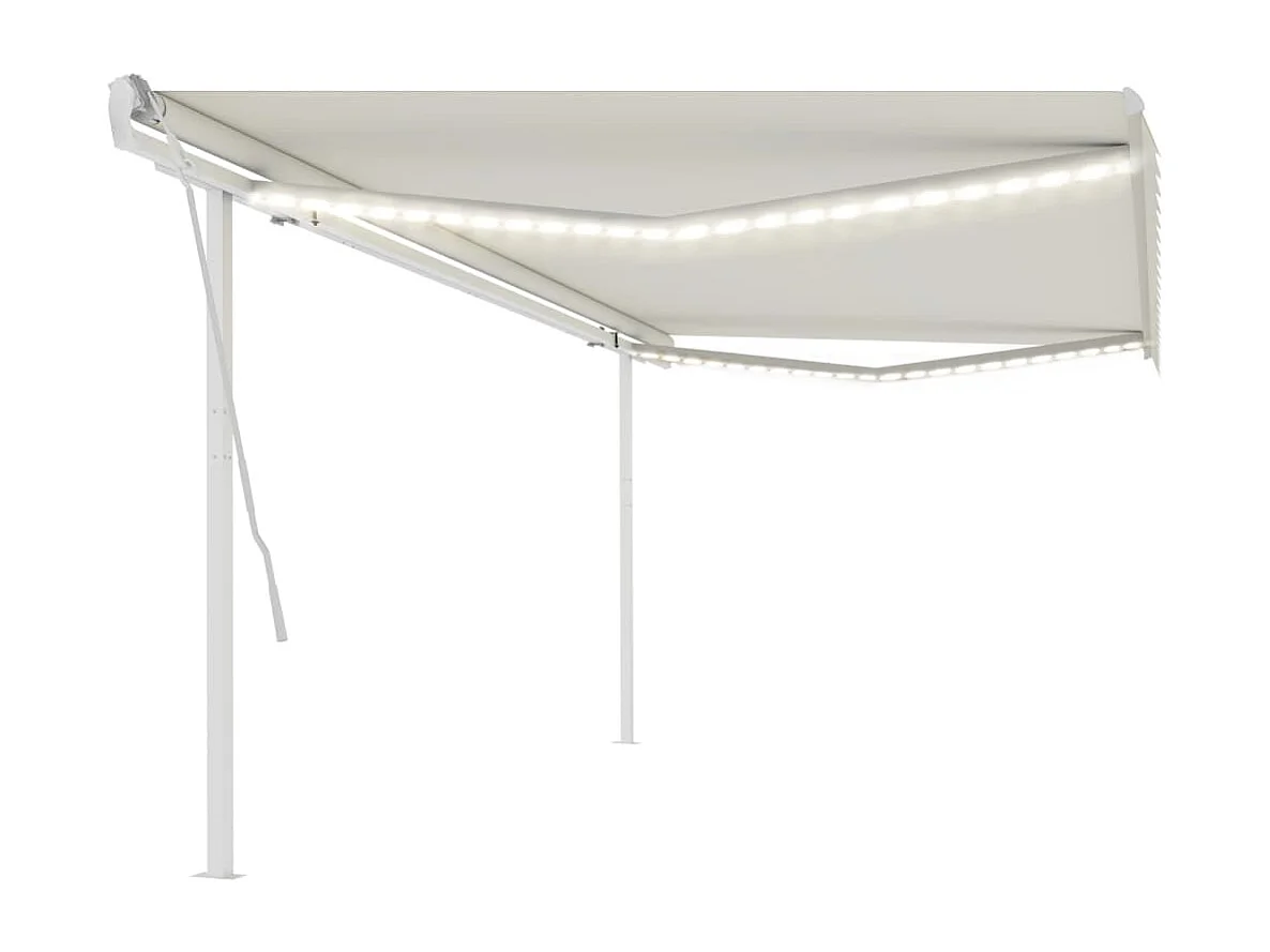 Markise Manuell Einziehbar mit LED 5x3 m Creme