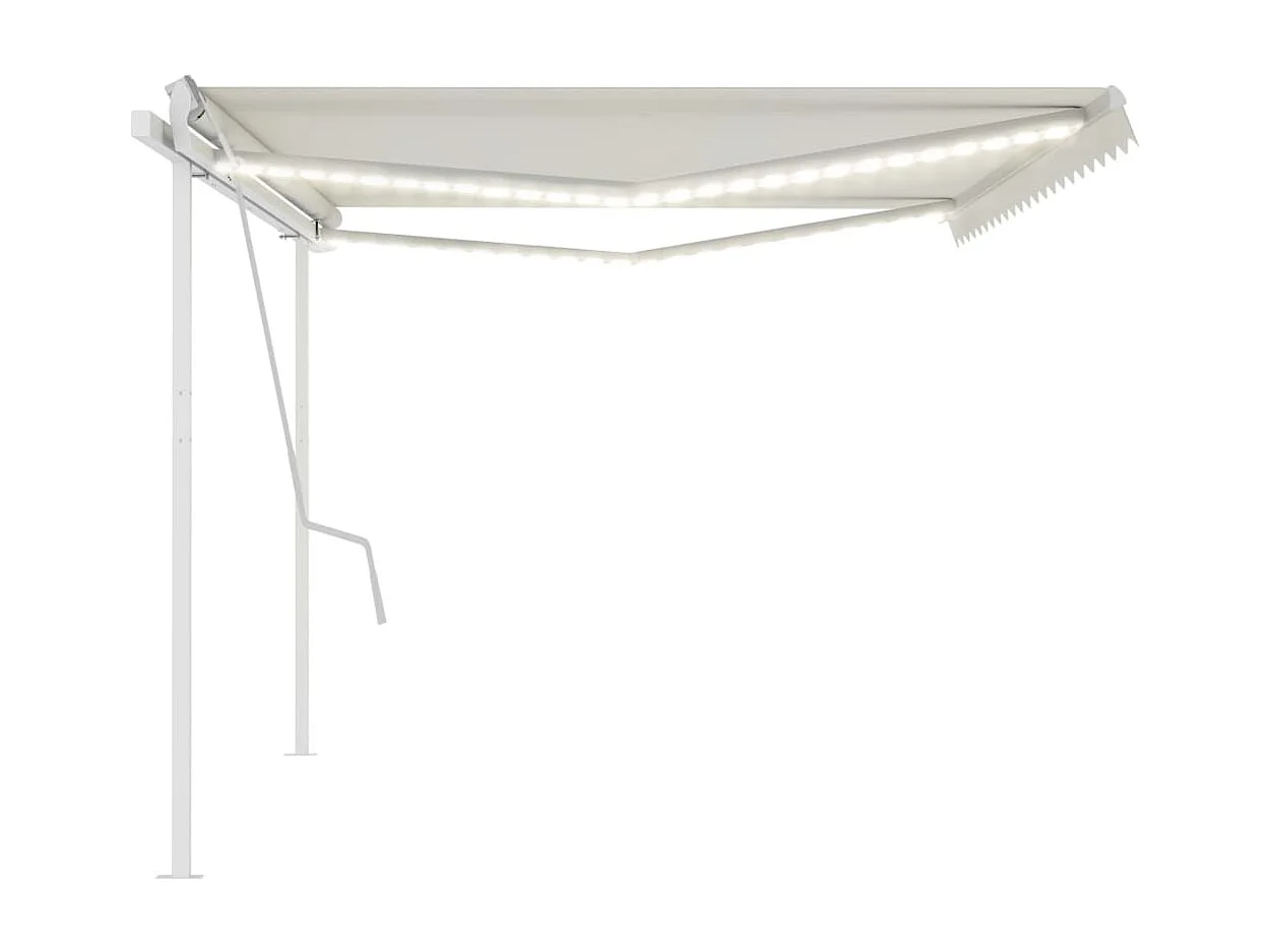 Markise Manuell Einziehbar mit LED 5x3 m Creme