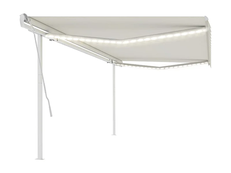 Markise Manuell Einziehbar mit LED 5x3 m Creme