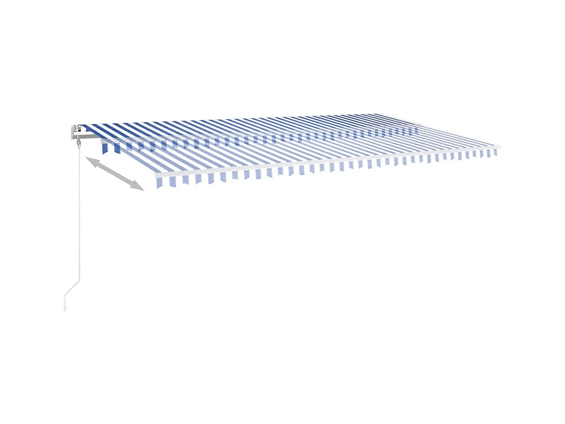 Markise Manuell Einziehbar mit LED 6x3 m Blau und Weiß