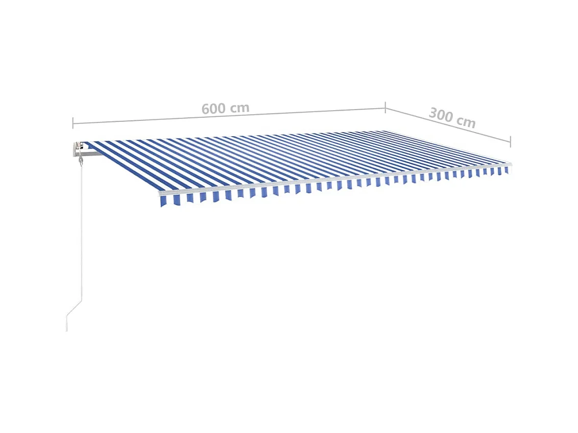Markise Manuell Einziehbar mit LED 6x3 m Blau und Weiß