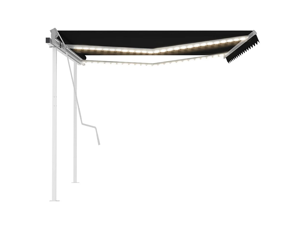 Auvent manuel rétractable avec LED 45x3 m Anthracite