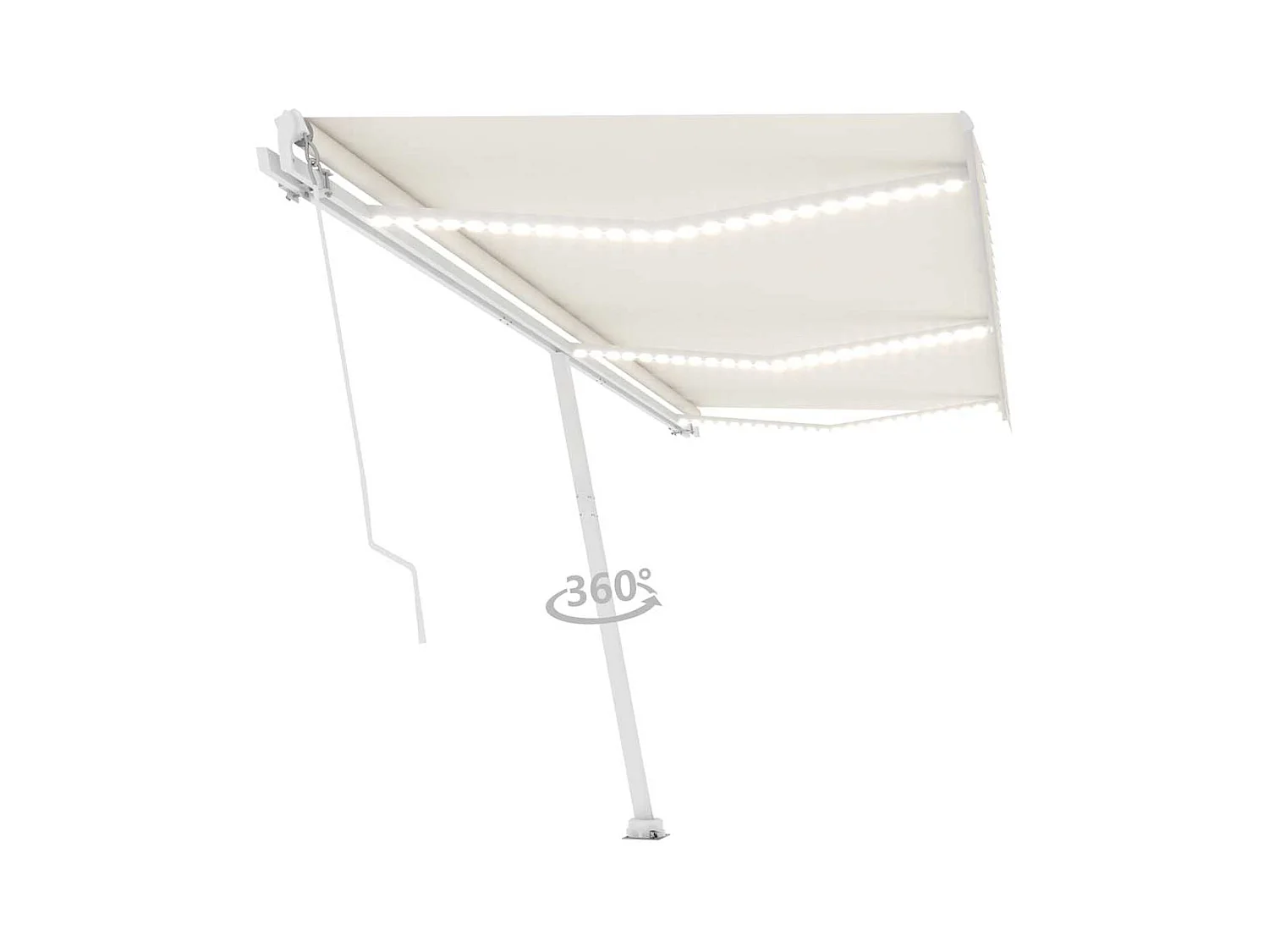 Markise Manuell Einziehbar mit LED 600x300 cm Creme