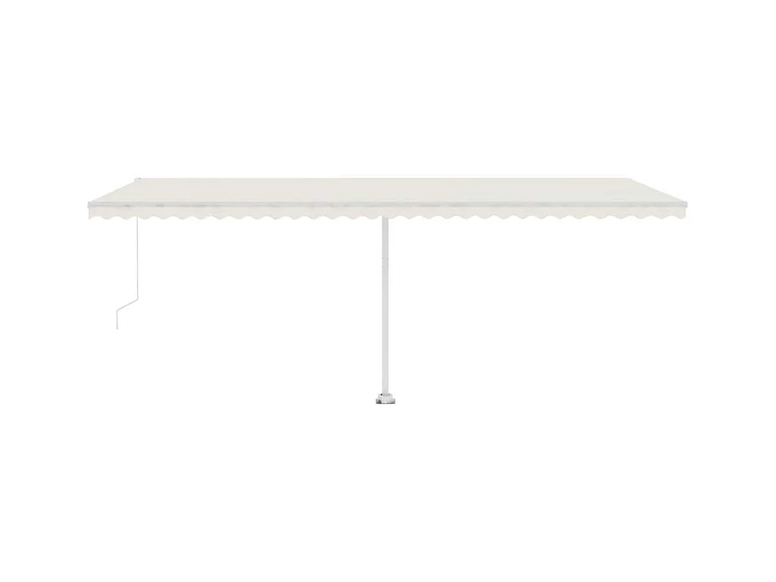Toldo retráctil manual con luz LED color crema 600x300 cm