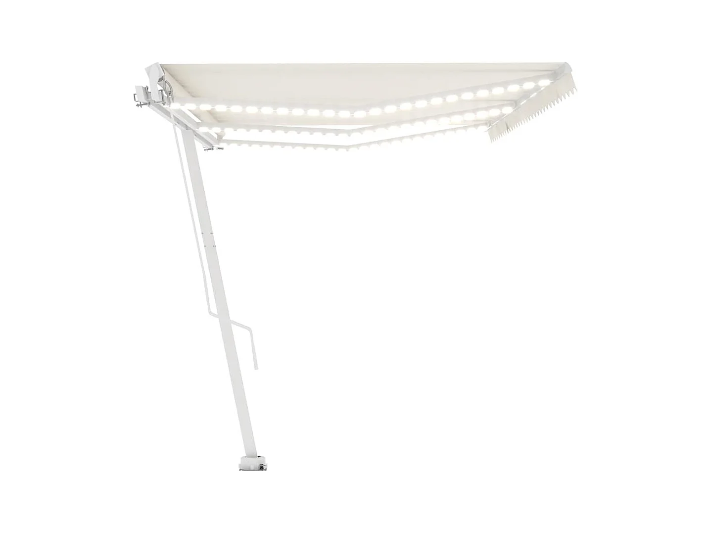 Toldo retráctil manual con luz LED color crema 600x300 cm