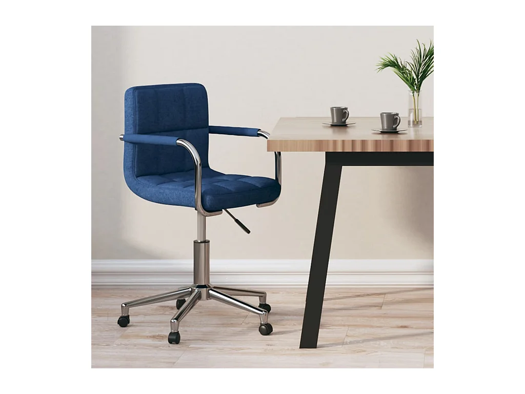 Chaise pivotante de bureau Bleu Tissu