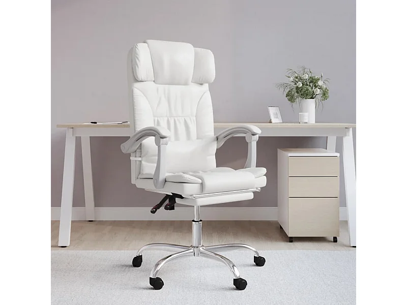 Fauteuil de massage inclinable de bureau Blanc Similicuir