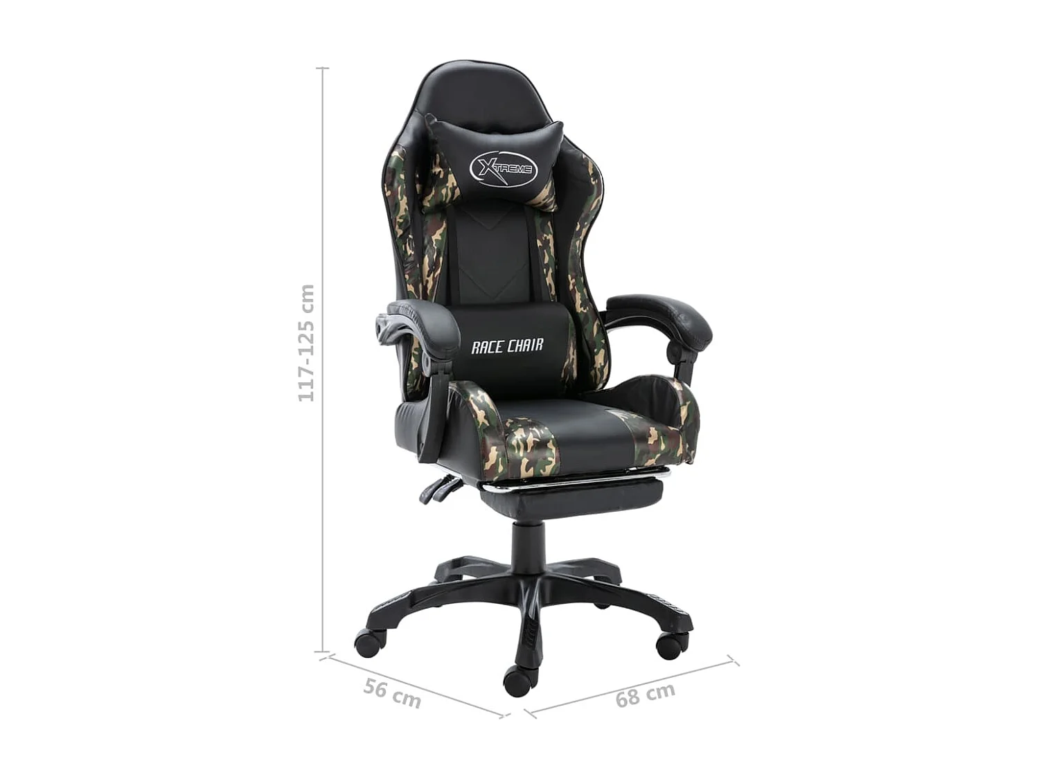 Fauteuil de jeux vidéo repose-pied Noir/camouflage Similicuir