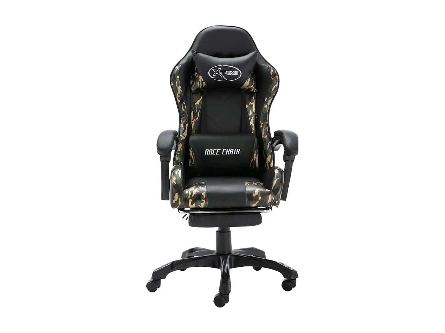 Gaming-Stuhl mit Fußstütze Schwarz und Tarnmuster Kunstleder