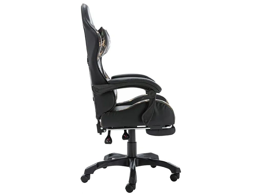 Sedia da Gaming con Poggiapiedi Nera e Mimetica in Similpelle