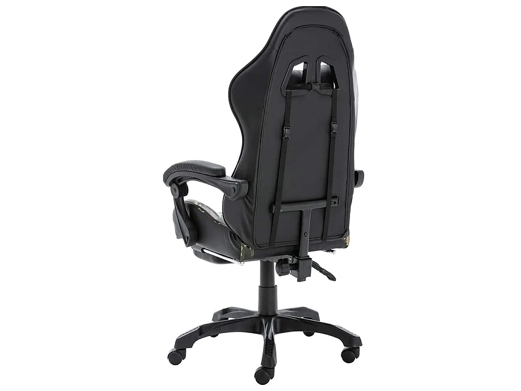 Sedia da Gaming con Poggiapiedi Nera e Mimetica in Similpelle