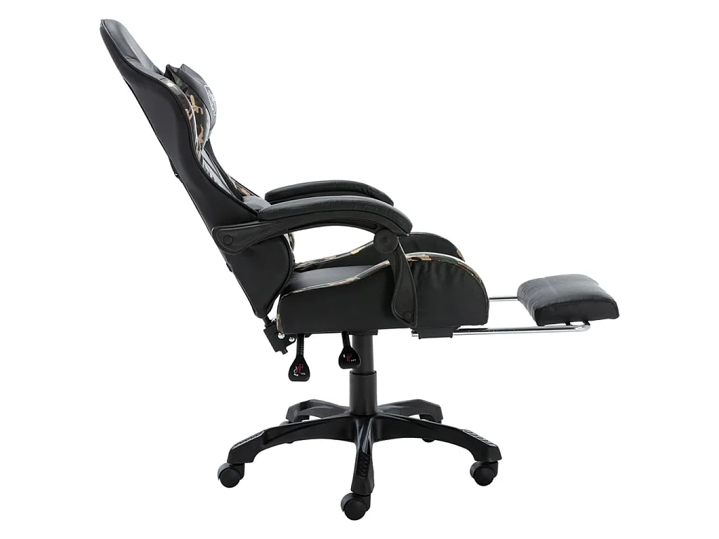 Sedia da Gaming con Poggiapiedi Nera e Mimetica in Similpelle