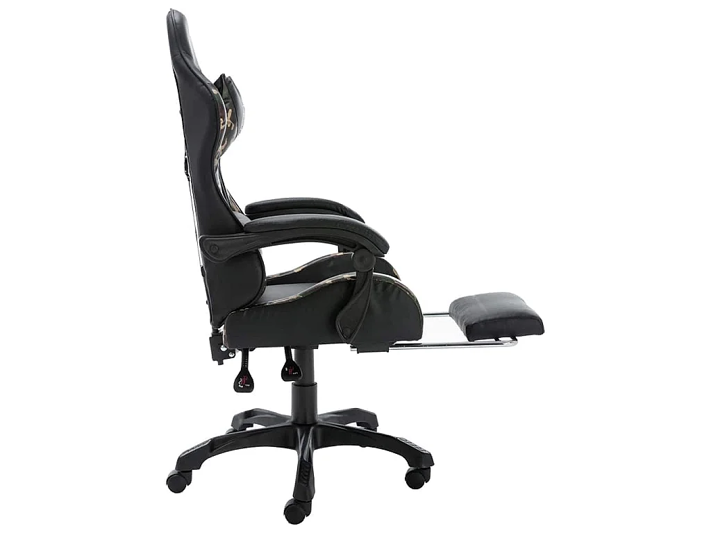 Sedia da Gaming con Poggiapiedi Nera e Mimetica in Similpelle