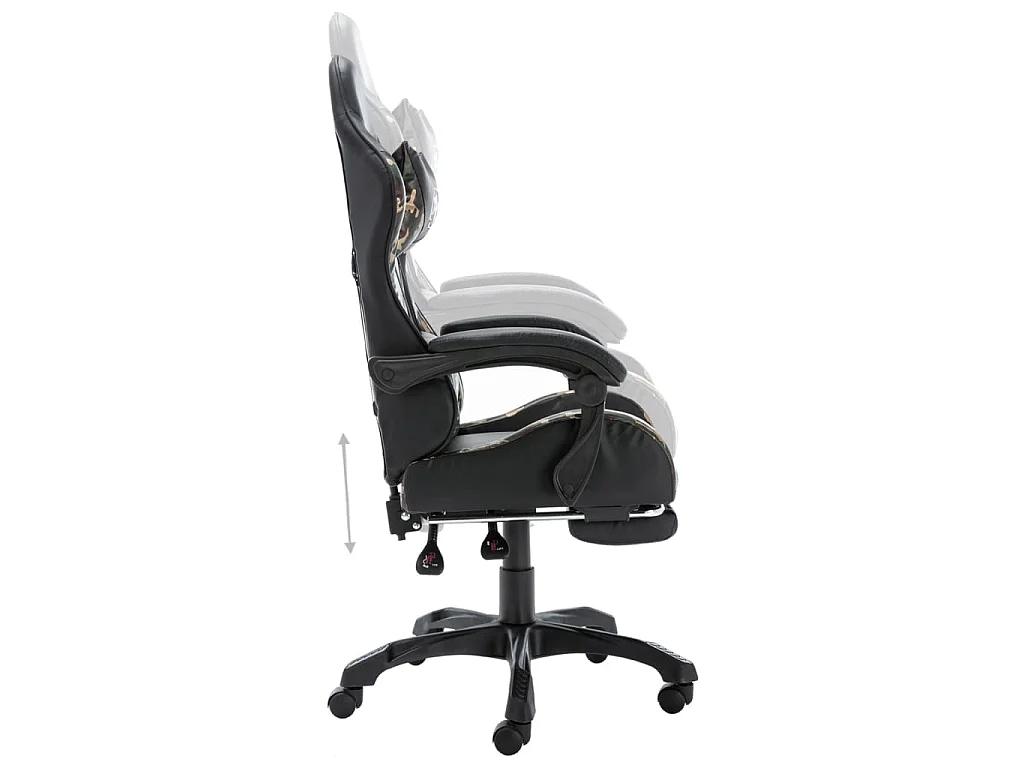 Sedia da Gaming con Poggiapiedi Nera e Mimetica in Similpelle