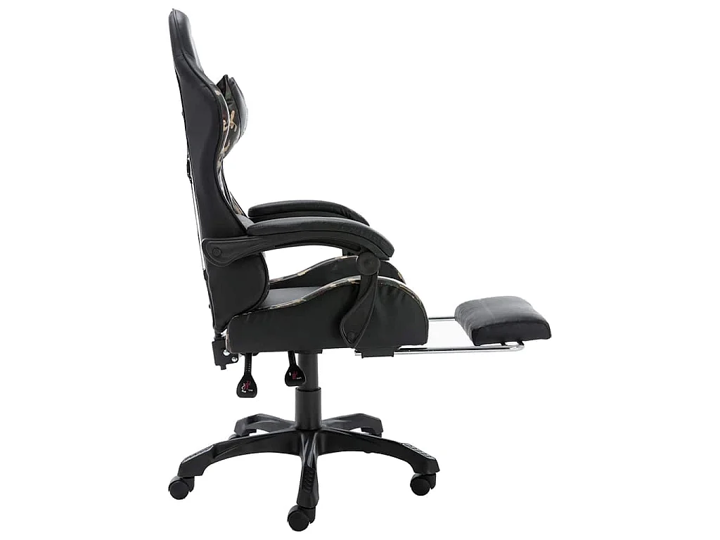 Fauteuil de jeux vidéo repose-pied Noir/camouflage Similicuir