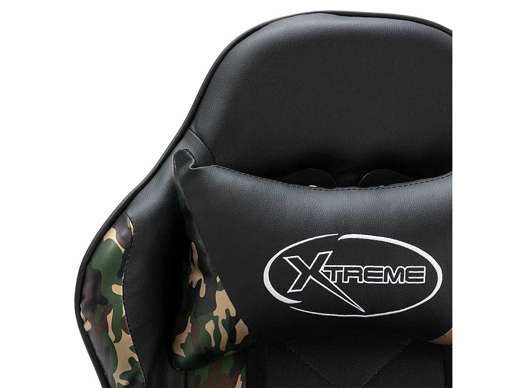 Fauteuil de jeux vidéo repose-pied Noir/camouflage Similicuir
