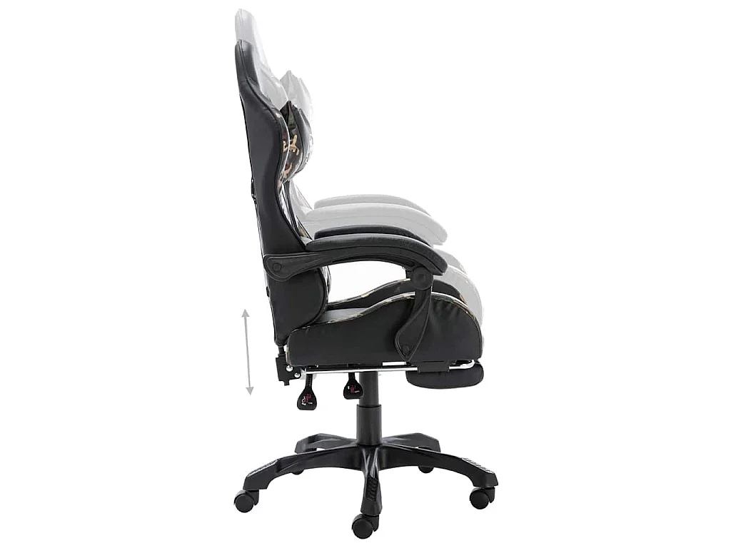 Fauteuil de jeux vidéo repose-pied Noir/camouflage Similicuir