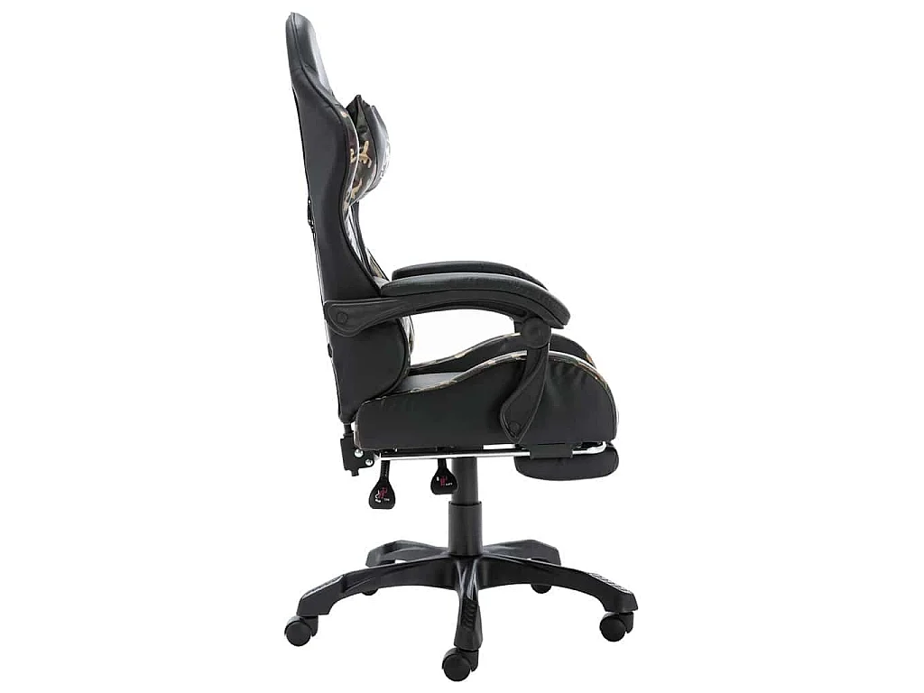 Fauteuil de jeux vidéo repose-pied Noir/camouflage Similicuir