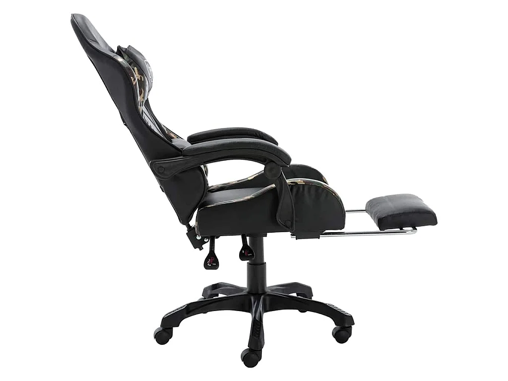 Fauteuil de jeux vidéo repose-pied Noir/camouflage Similicuir