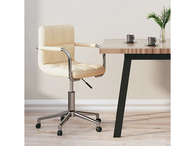 Silla de oficina giratoria de tela color crema