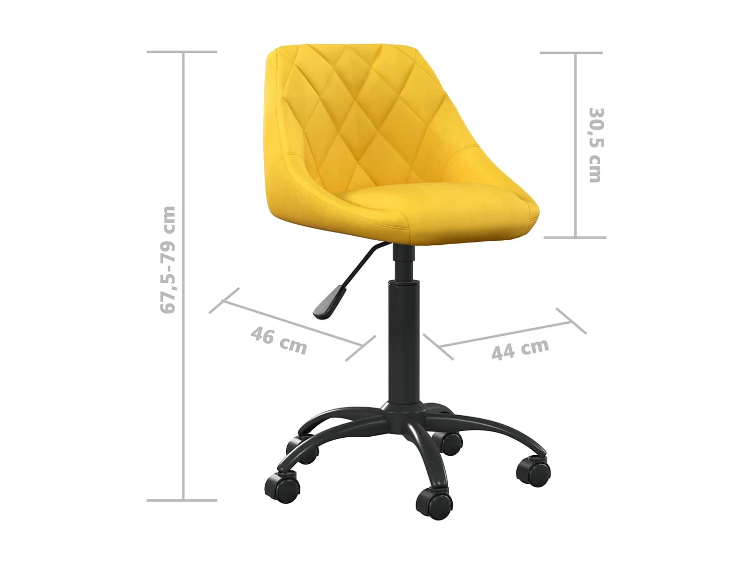 Chaise de bureau Jaune moutarde Velours