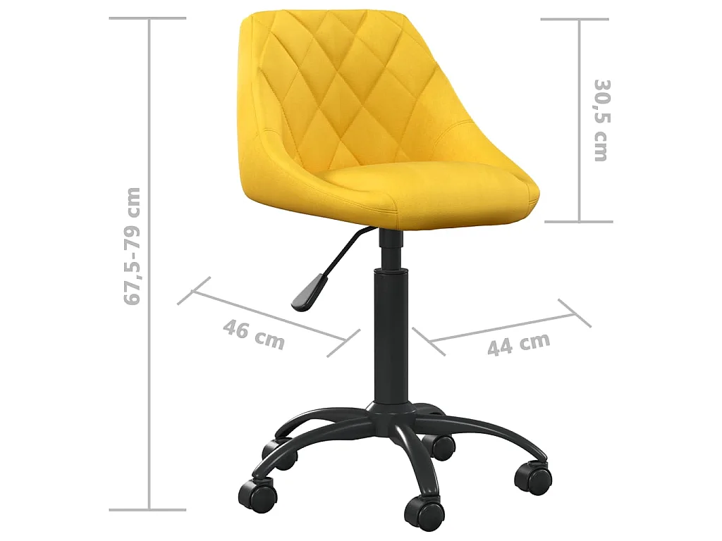 Chaise de bureau Jaune moutarde Velours