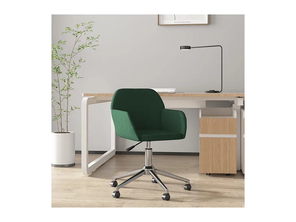 Chaise pivotante de bureau Vert foncé Tissu