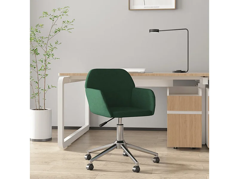 Chaise pivotante de bureau Vert foncé Tissu