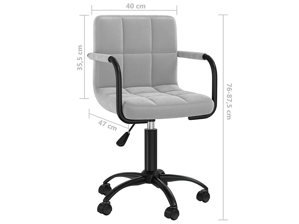 Bürostuhl Drehbar Hellgrau Samt