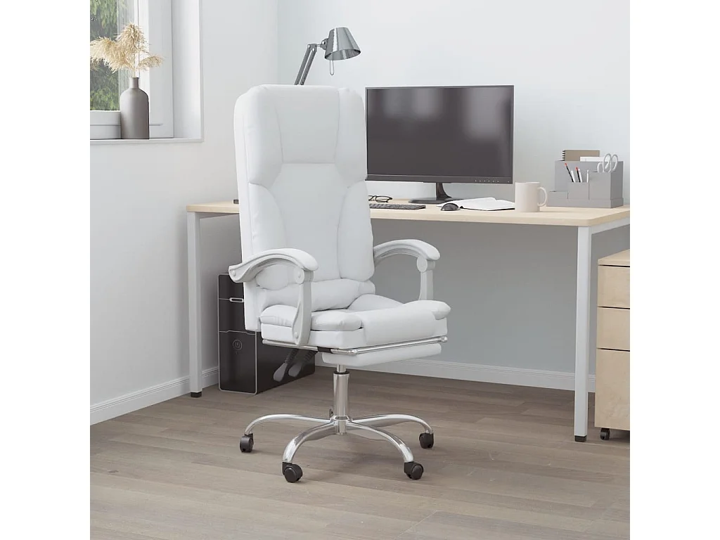 Fauteuil de massage inclinable de bureau Blanc Similicuir