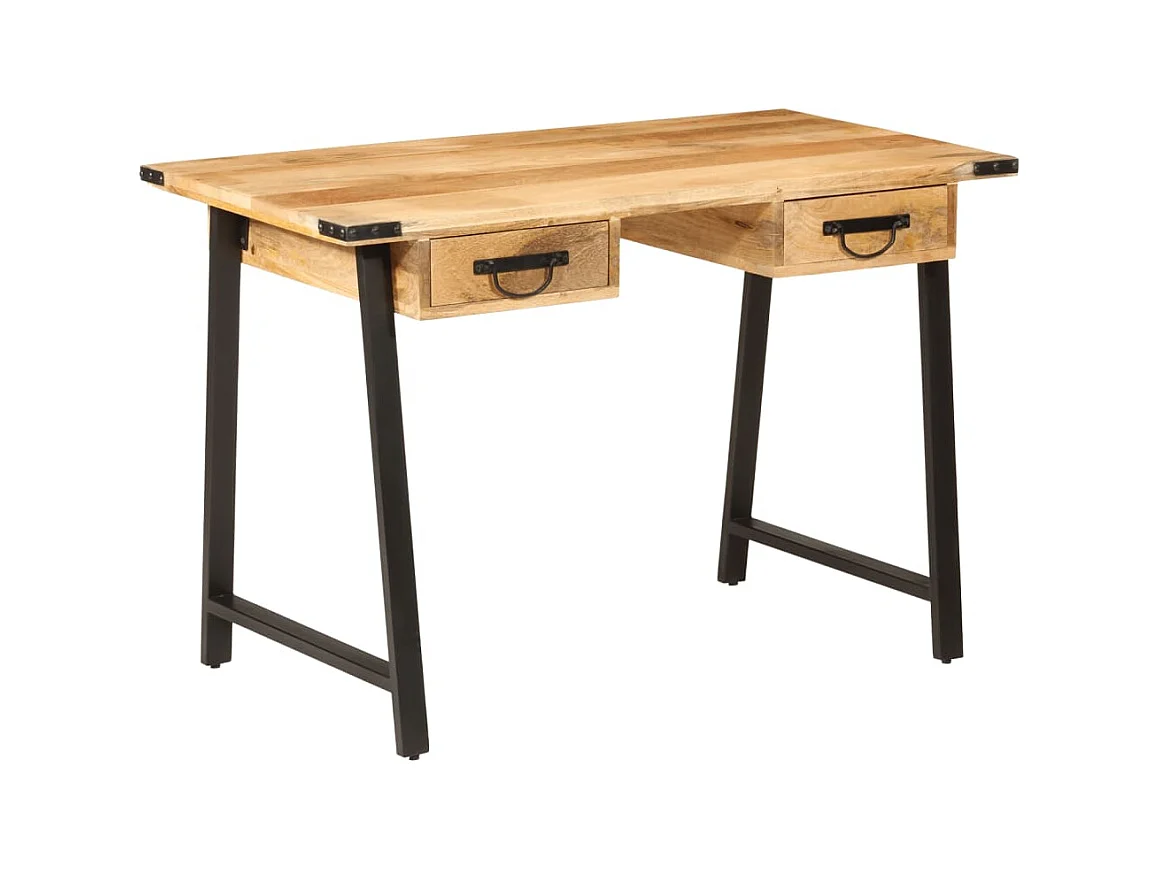 Scrivania con Cassetti 105x55x70 cm Legno Massello Mango Ferro
