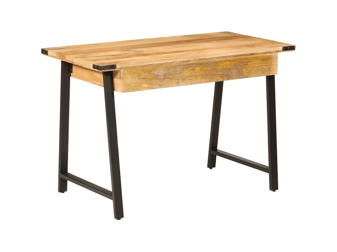 Bureau avec tiroirs 105x55x70 cm bois de manguier massif et fer